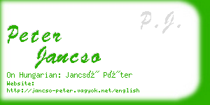 peter jancso business card